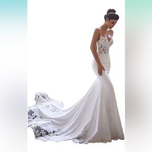 A Line Wedding Dresses with Sleeves Off Shoulder Bridal Gown with Applique
